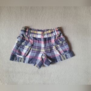 Ralph Lauren Girl Cargo Plaid Blue/Yellow/White/Pink Shorts Size 3T